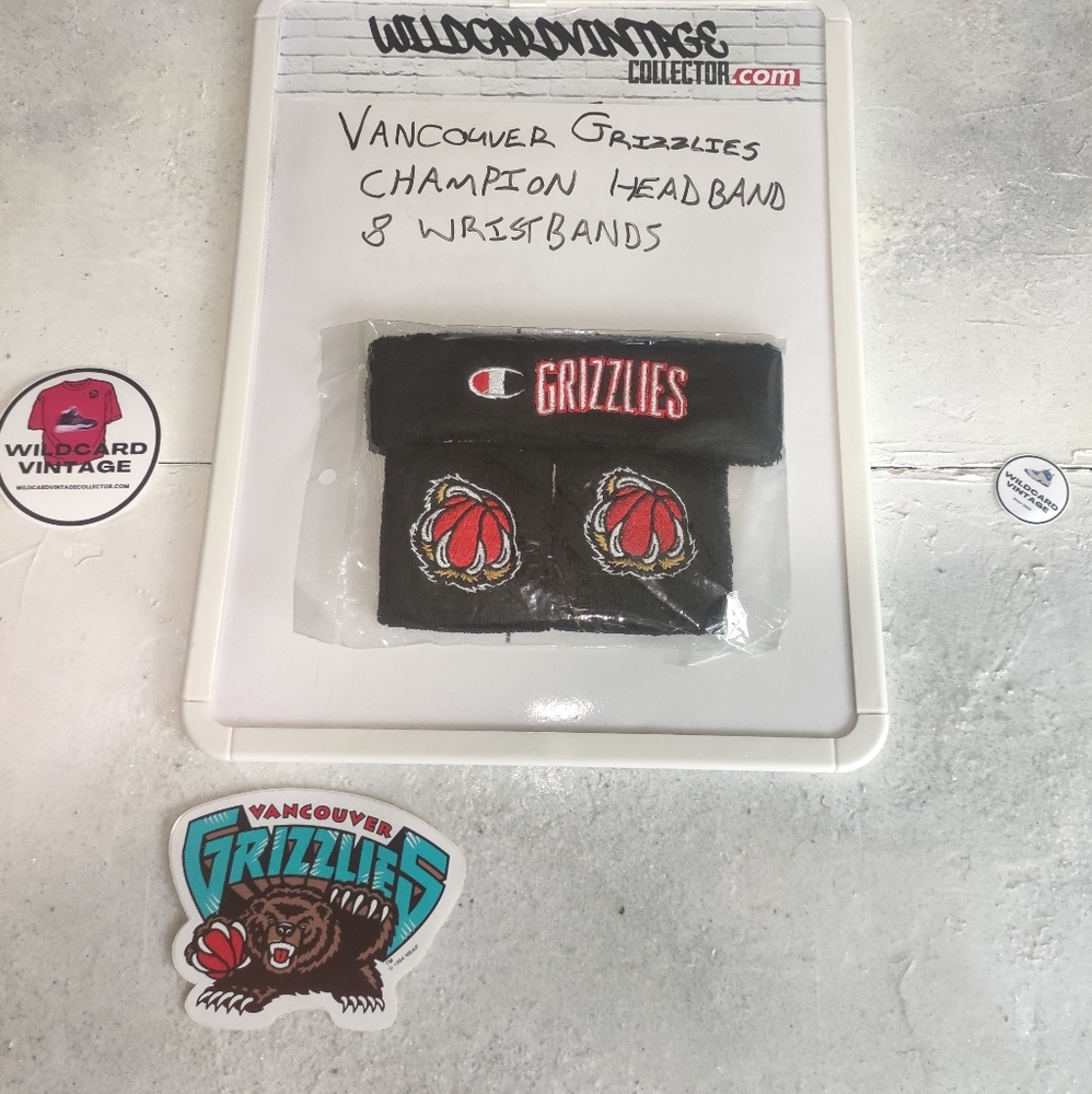 Original Champion Vancouver Grizzlies Headband & wristbands from the 90's 2000s